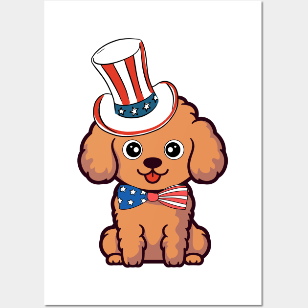 Funny brown dog is wearing uncle sam hat Wall Art by Pet Station